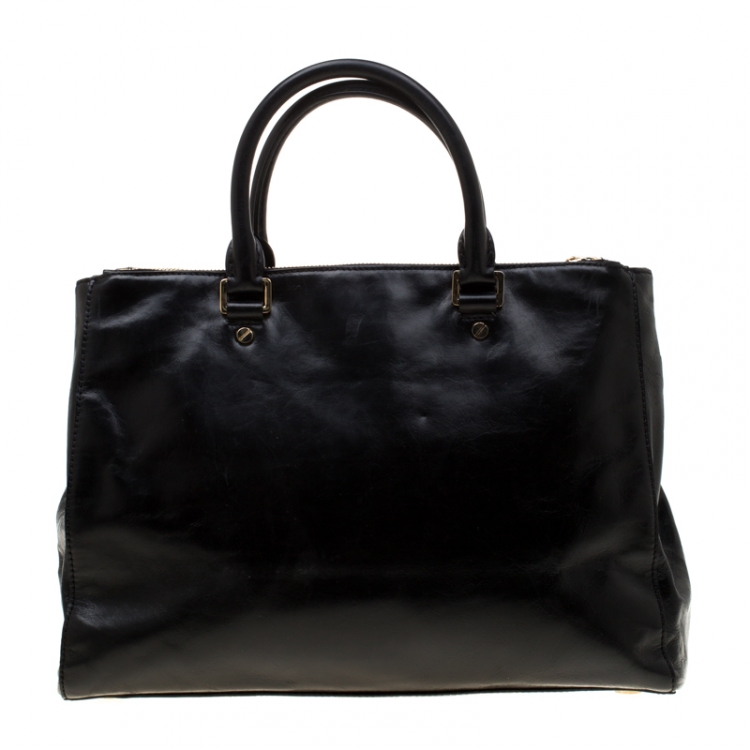 مملوكة مسبقًا Michael Michael Kors Black Leather Double Zip Jet Set Tote