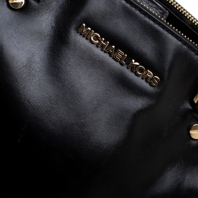مملوكة مسبقًا Michael Michael Kors Black Leather Double Zip Jet Set Tote