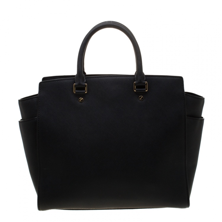 Pre Owned MICAHAEL Michael Kors Black Saffiano Leather Medium Selma Tote