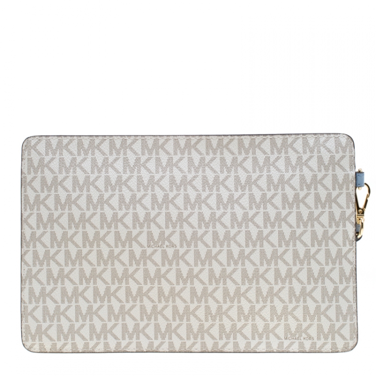 Pre Owned MICHAEL Michael Kors Off White Sail Boat Travel Wristlet