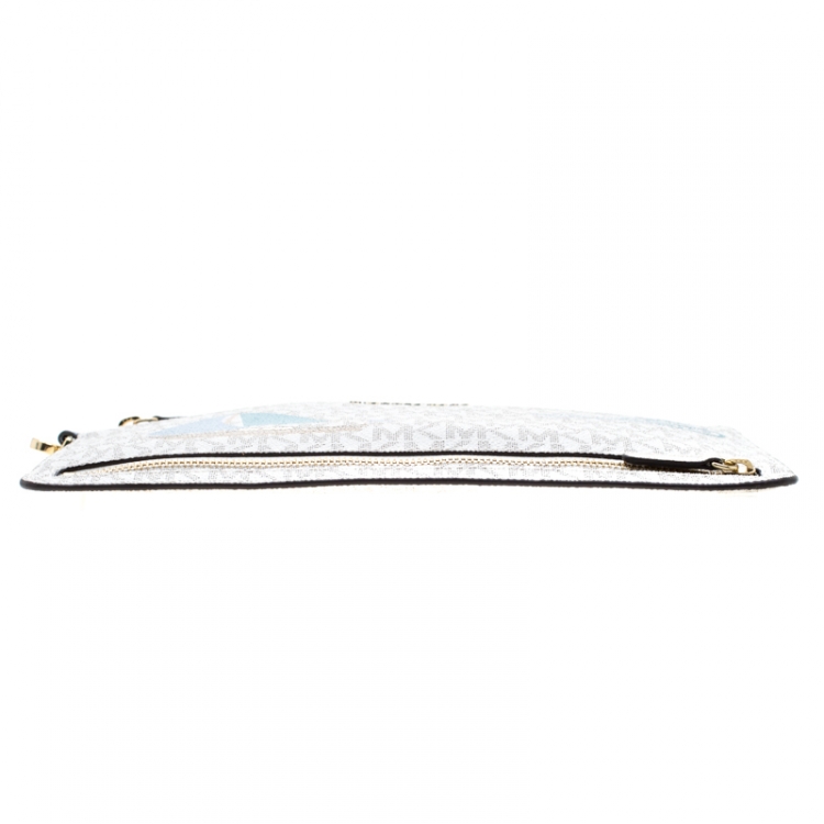 Pre Owned MICHAEL Michael Kors Off White Sail Boat Travel Wristlet