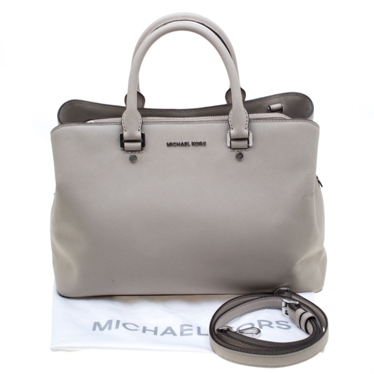 Pre Owned Michael Michael Kors Grey Saffiano Leather Savannah Tote