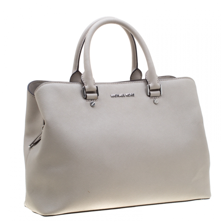 Pre Owned Michael Michael Kors Grey Saffiano Leather Savannah Tote