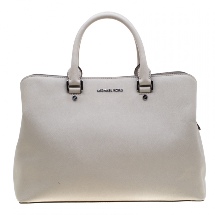 Pre Owned Michael Michael Kors Grey Saffiano Leather Savannah Tote