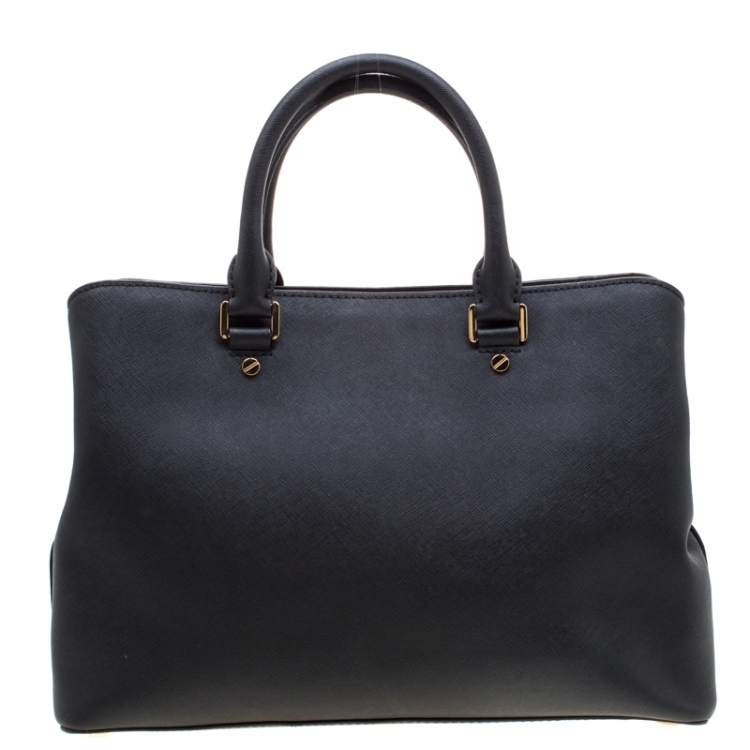 Pre Owned Michael Kors Black Leather Savannah Satchel