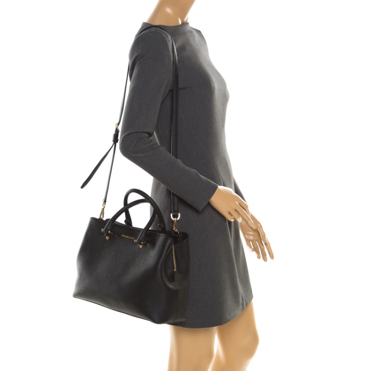 Pre Owned Michael Kors Black Leather Savannah Satchel
