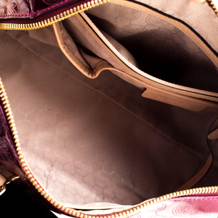 Pre Owned MICHAEL Michael Kors Purple Patent Leather Grayson Satchel