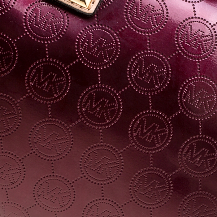 Pre Owned MICHAEL Michael Kors Purple Patent Leather Grayson Satchel