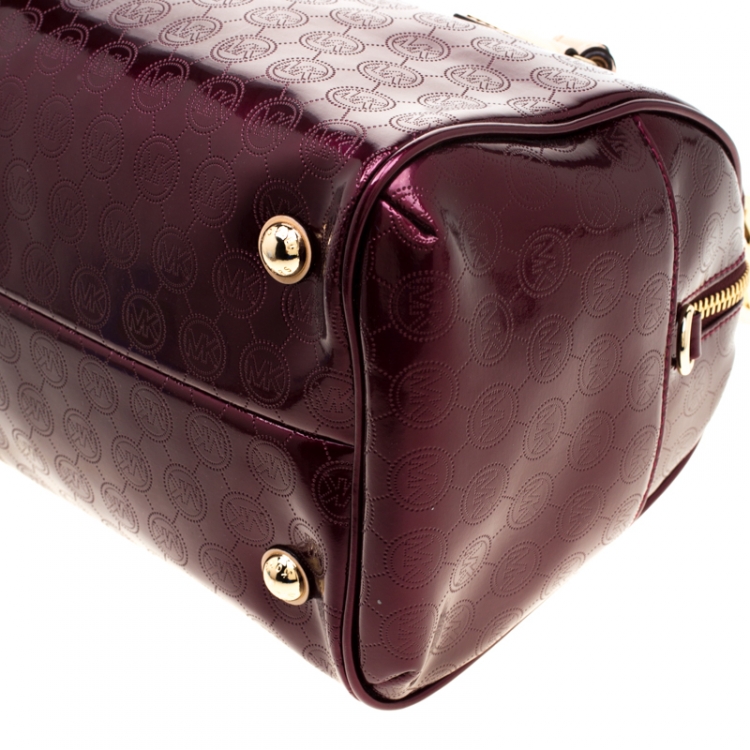 Pre Owned MICHAEL Michael Kors Purple Patent Leather Grayson Satchel