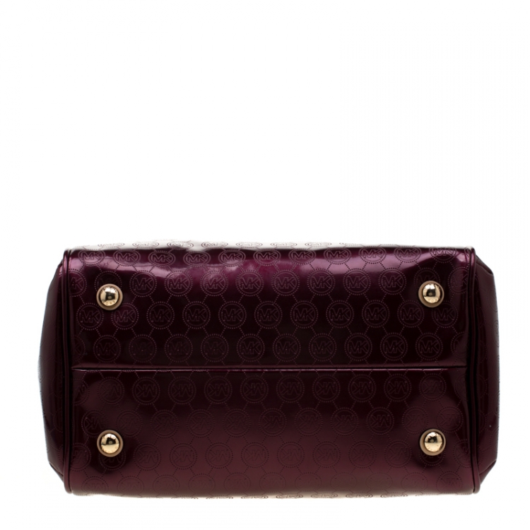 Pre Owned MICHAEL Michael Kors Purple Patent Leather Grayson Satchel
