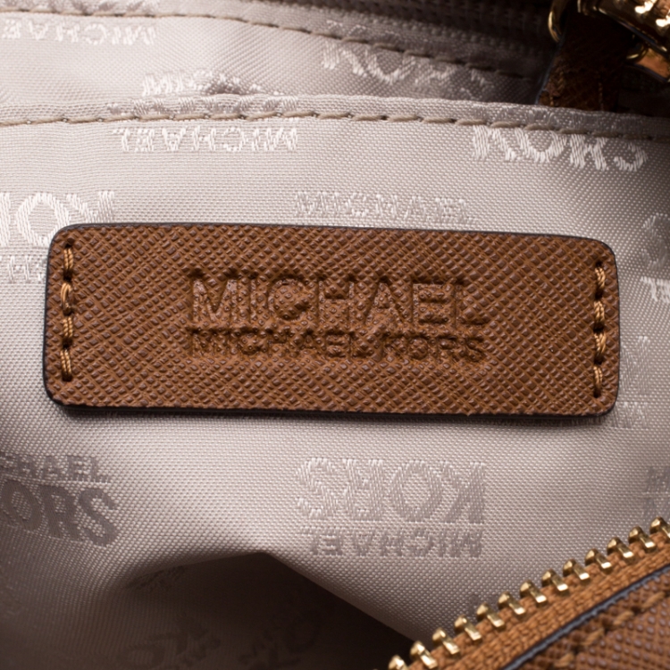 Pre Owned MICHAEL Michael Kors Brown Saffiano Leather Satchel