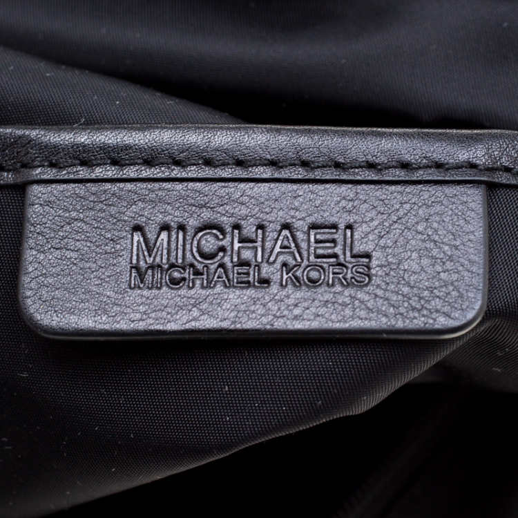 Pre Owned MICHAEL Michael Kors Black Nylon and Leather Large Morgan Tote 