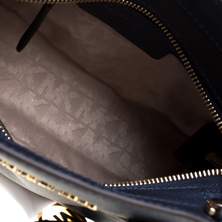 Pre Owned Michael Michael Kors Blue Saffiano Leather Small Dillon Tote