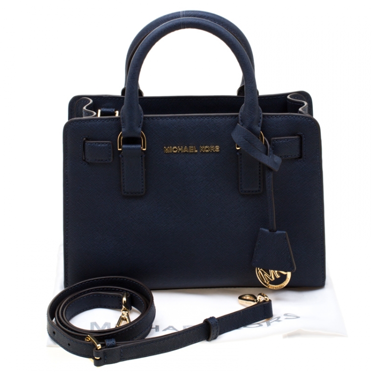 Pre Owned Michael Michael Kors Blue Saffiano Leather Small Dillon Tote