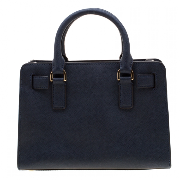 Pre Owned Michael Michael Kors Blue Saffiano Leather Small Dillon Tote
