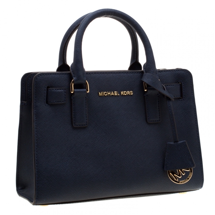 Pre Owned Michael Michael Kors Blue Saffiano Leather Small Dillon Tote