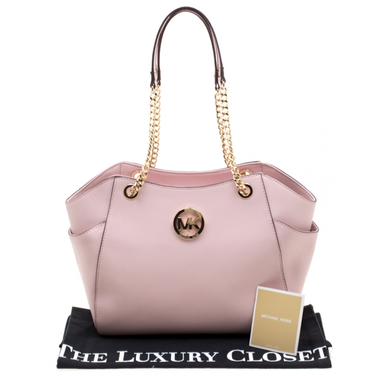 Pre Owned Michael Michael Kors Blush Pink  Leather Jet Set Travel Chain Shoulder Bag