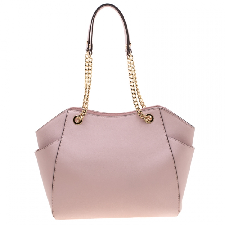 Pre Owned Michael Michael Kors Blush Pink  Leather Jet Set Travel Chain Shoulder Bag