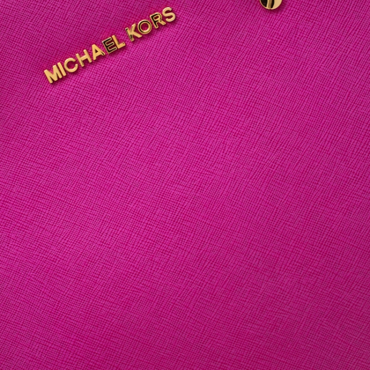 Pre Owned MICHAEL Michael Kors Fuschia Leather Large Selma Tote