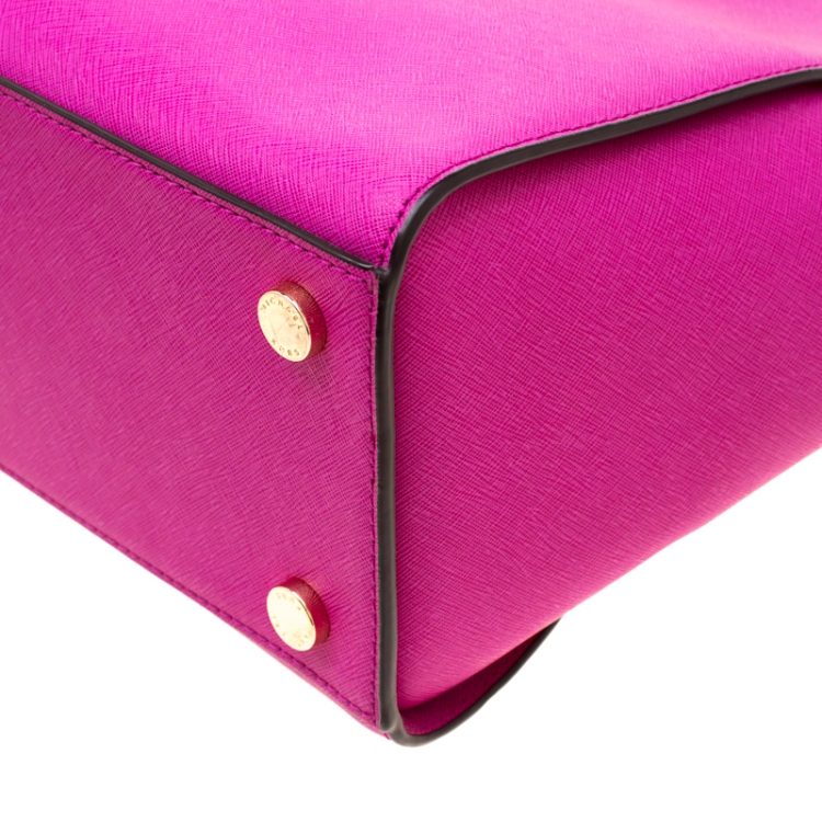 Pre Owned MICHAEL Michael Kors Fuschia Leather Large Selma Tote