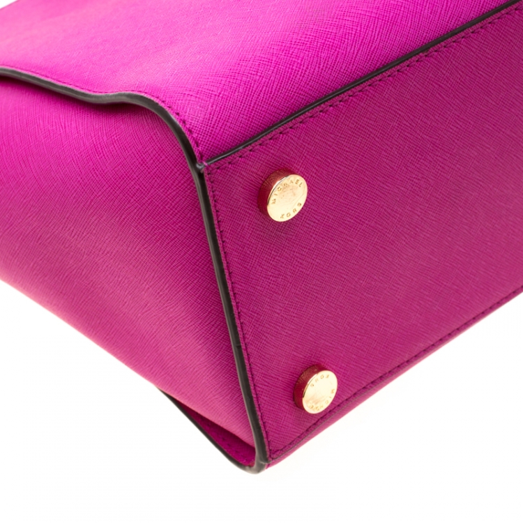 Pre Owned MICHAEL Michael Kors Fuschia Leather Large Selma Tote