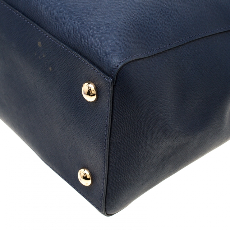 Pre Owned MICHAEL Michael Kors Navy Blue Leather Jet Set  Travel Tote 