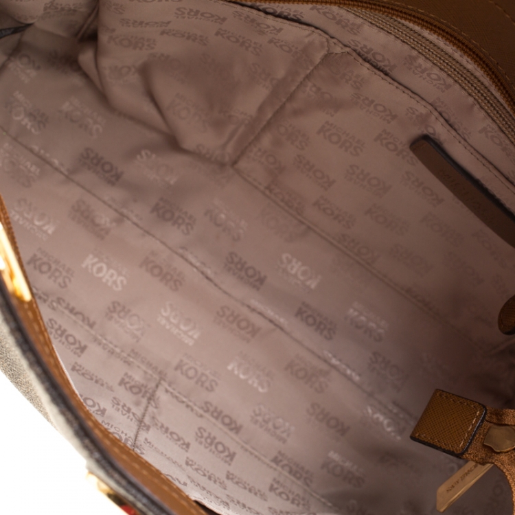 Pre Owned MICHAEL Michael Kors Brown Signature Coated Canvas  Chain Tote