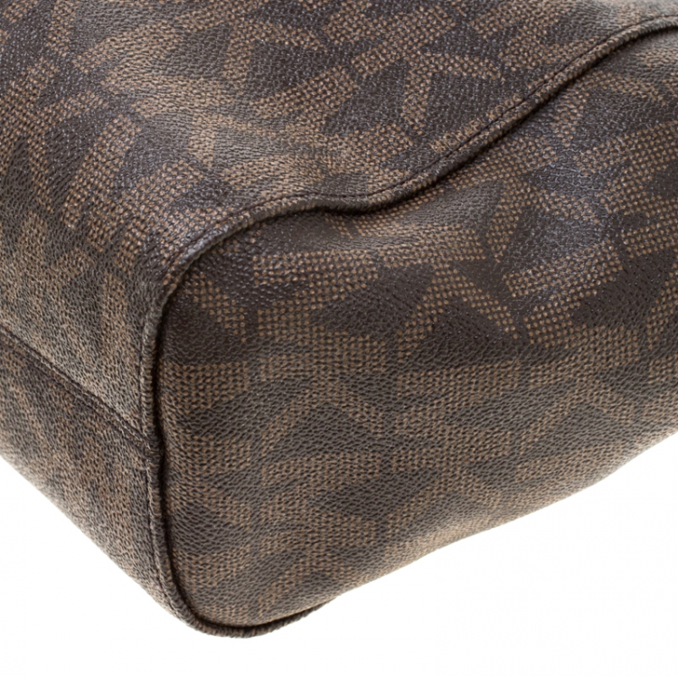Pre Owned MICHAEL Michael Kors Brown Signature Coated Canvas  Chain Tote