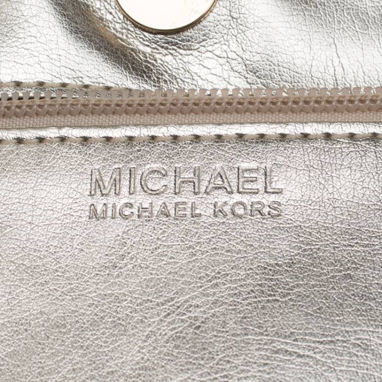 Pre Owned MICHAEL Michael Kors Black/Beige Leather Jet Set North South Tote