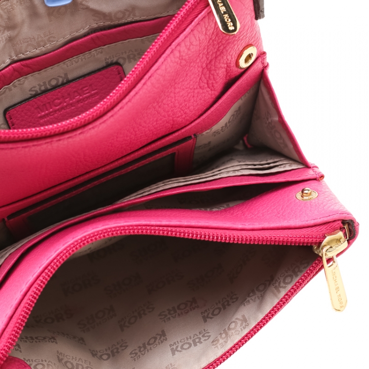 Pre Owned MICHAEL Michael Kors Pink Leather Adele Crossbody Bag