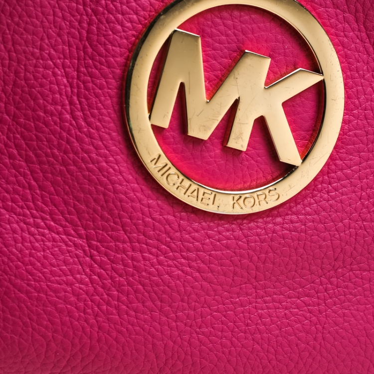Pre Owned MICHAEL Michael Kors Pink Leather Adele Crossbody Bag