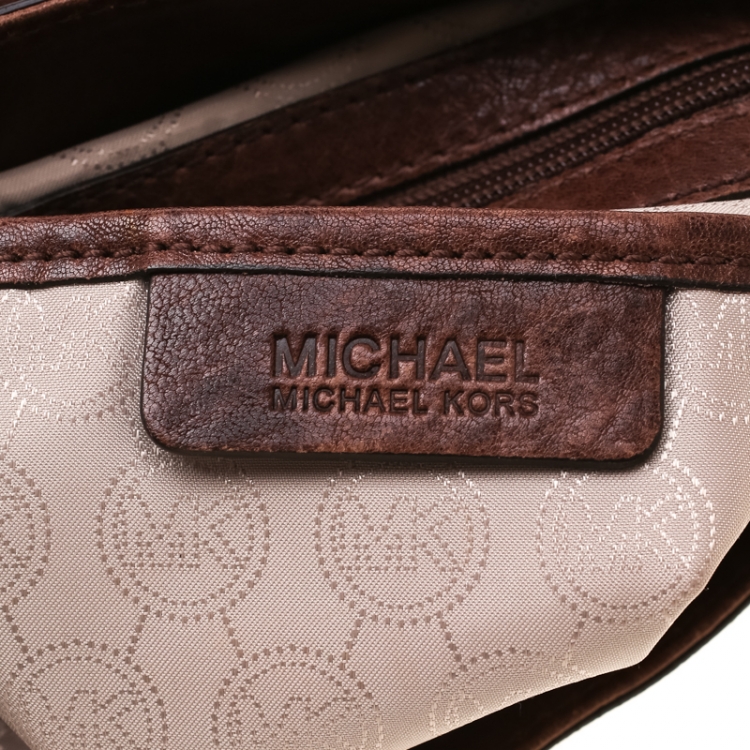 Pre Owned Michael Michael Kors Brown Leather Elyse Crossbody Bag