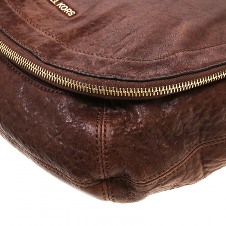 Pre Owned Michael Michael Kors Brown Leather Elyse Crossbody Bag