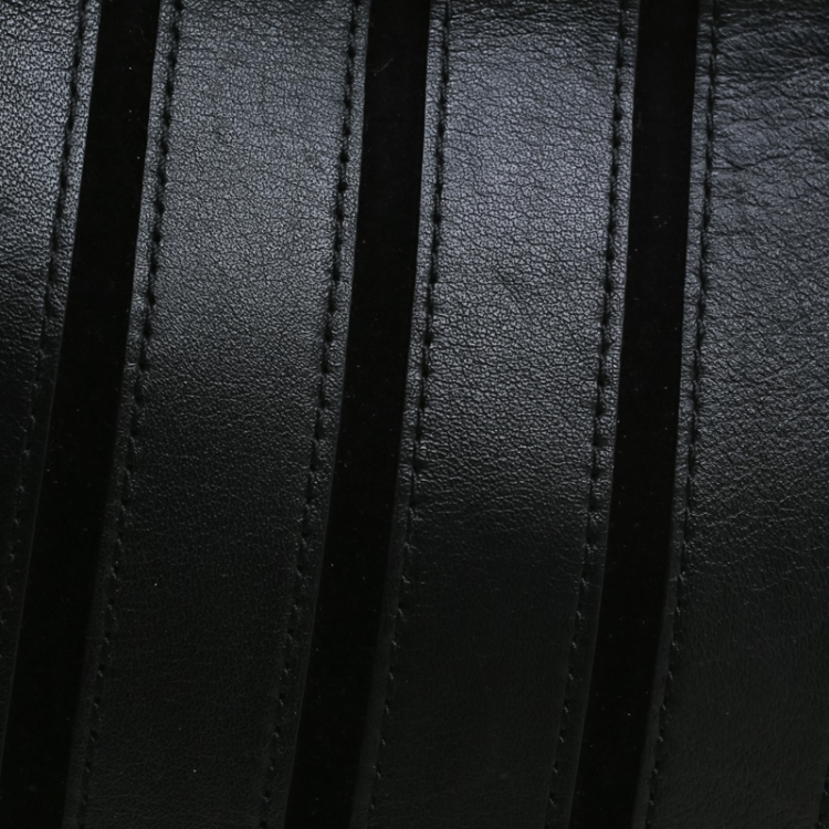 Pre Owned MICHAEL Michael Kors Black Leather Brooklyn Stripe Camera Crossbody Bag