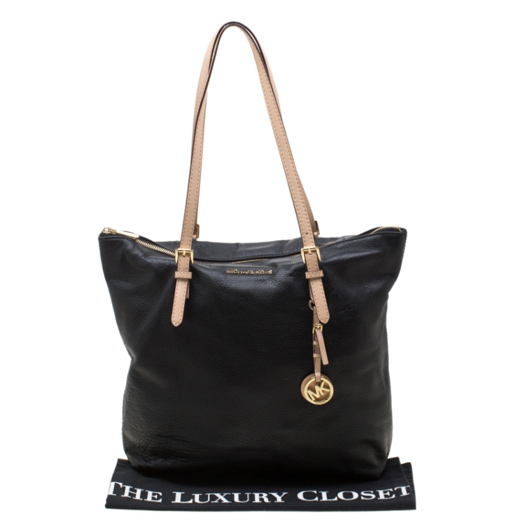 Pre Owned MICHAEL Michael Kors Black Leather Jet Set Tote
