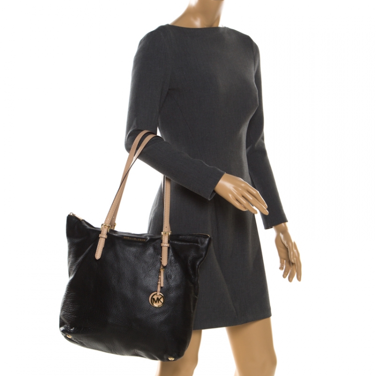 Pre Owned MICHAEL Michael Kors Black Leather Jet Set Tote