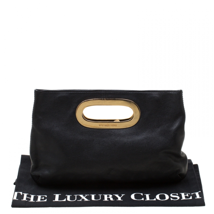 Pre Owned MICHAEL Michael Kors Black Leather Berkley Clutch