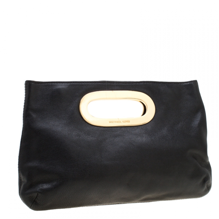 Pre Owned MICHAEL Michael Kors Black Leather Berkley Clutch