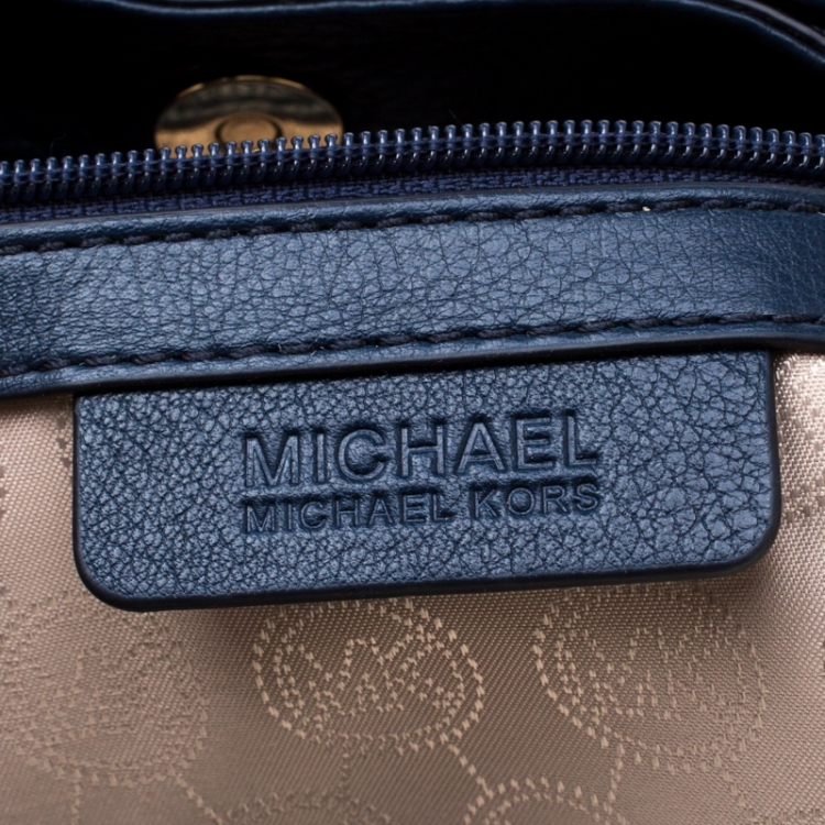 Pre Owned MICHAEL Michael Kors Navy Blue Leather Gather Chain Tote 