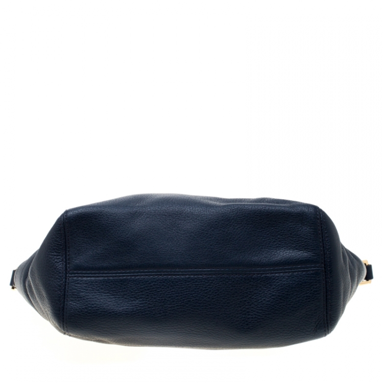 Pre Owned MICHAEL Michael Kors Navy Blue Leather Gather Chain Tote 