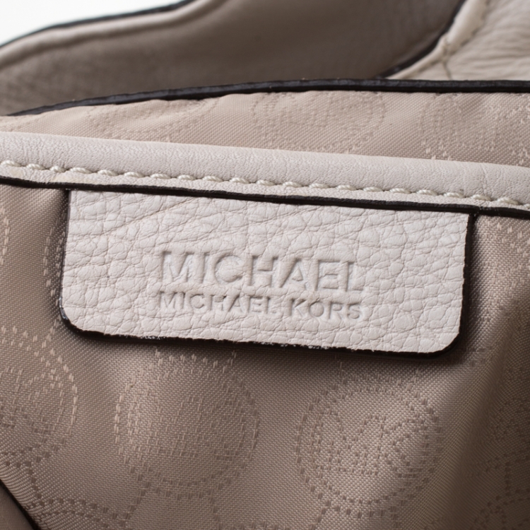 Pre Owned MICHAEL Michael Kors Off White Leather Bedford Hobo