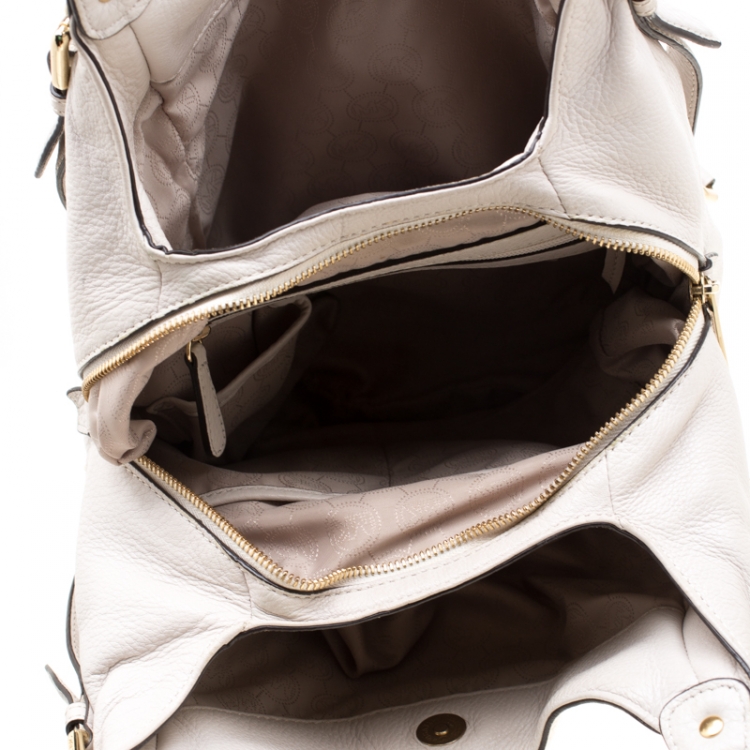 Pre Owned MICHAEL Michael Kors Off White Leather Bedford Hobo