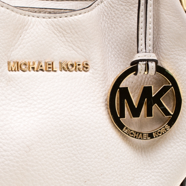 Pre Owned MICHAEL Michael Kors Off White Leather Bedford Hobo