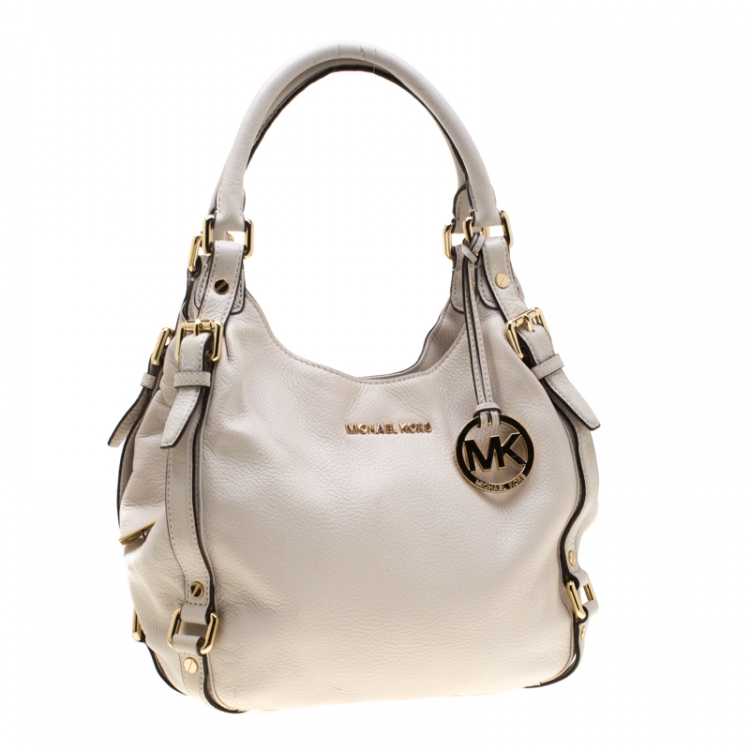 Pre Owned MICHAEL Michael Kors Off White Leather Bedford Hobo