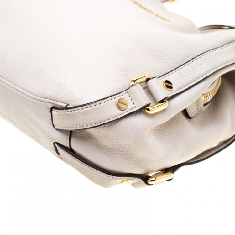 Pre Owned MICHAEL Michael Kors Off White Leather Bedford Hobo