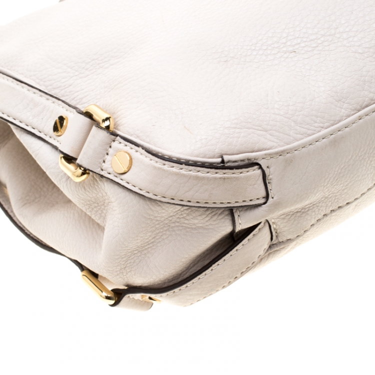 Pre Owned MICHAEL Michael Kors Off White Leather Bedford Hobo