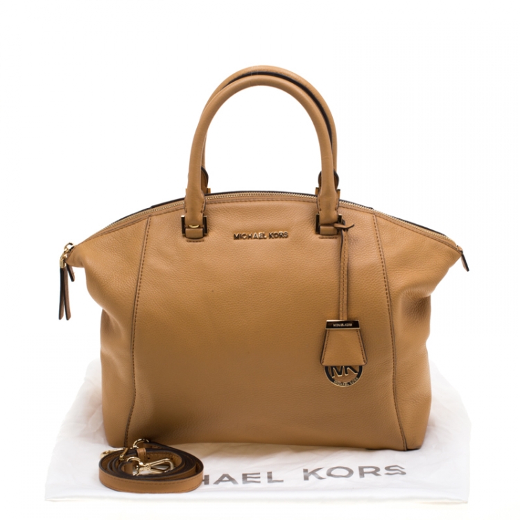 Pre Owned Michael Michael Kors Tan Leather Large Riley Satchel