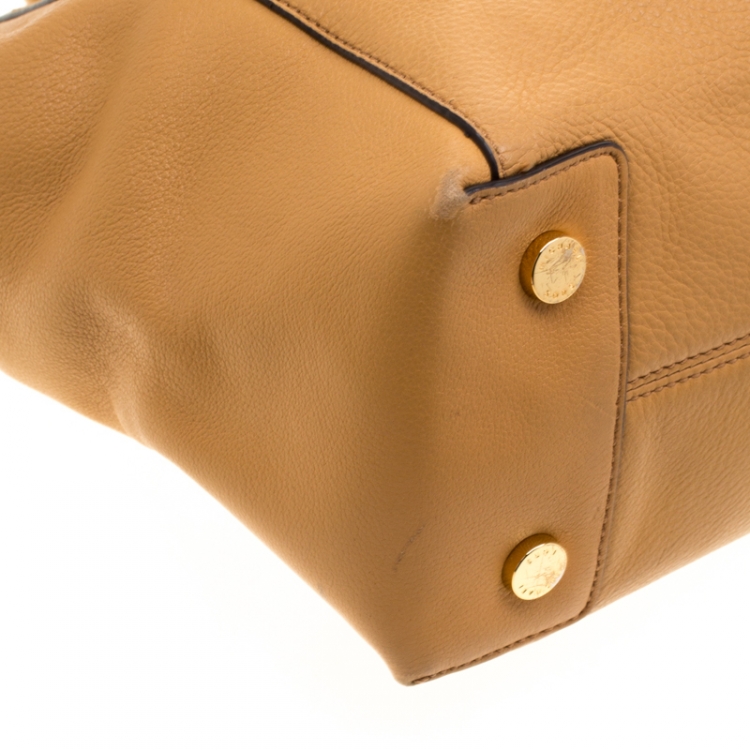 Pre Owned Michael Michael Kors Tan Leather Large Riley Satchel