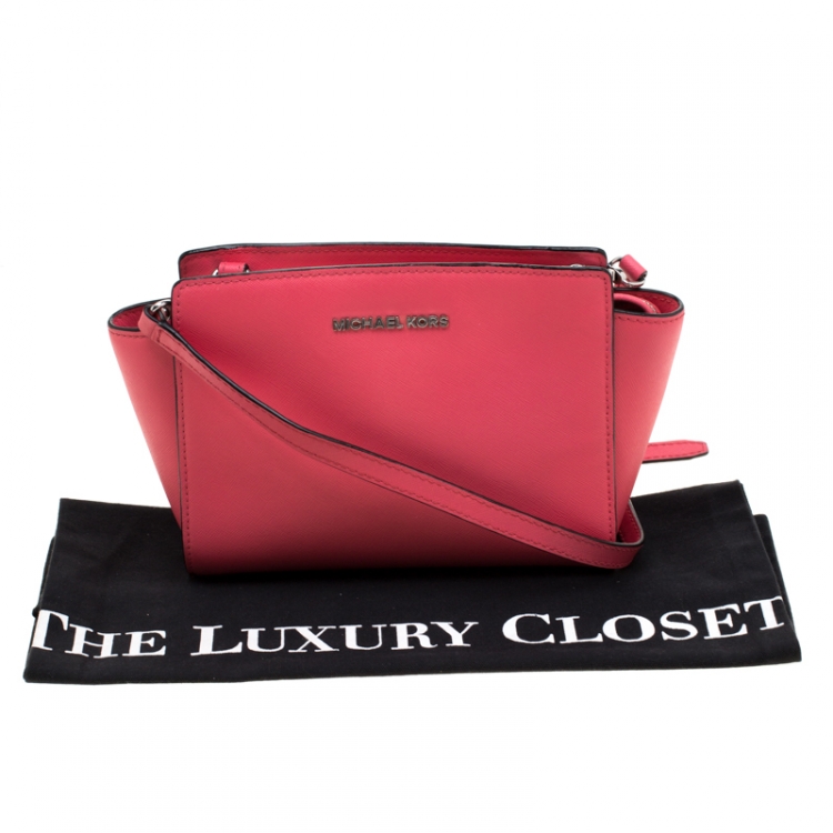 Pre Owned MICHAEL Michael Kors Pink Leather Medium Selma Crossbody Bag 