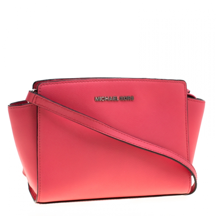 Pre Owned MICHAEL Michael Kors Pink Leather Medium Selma Crossbody Bag 